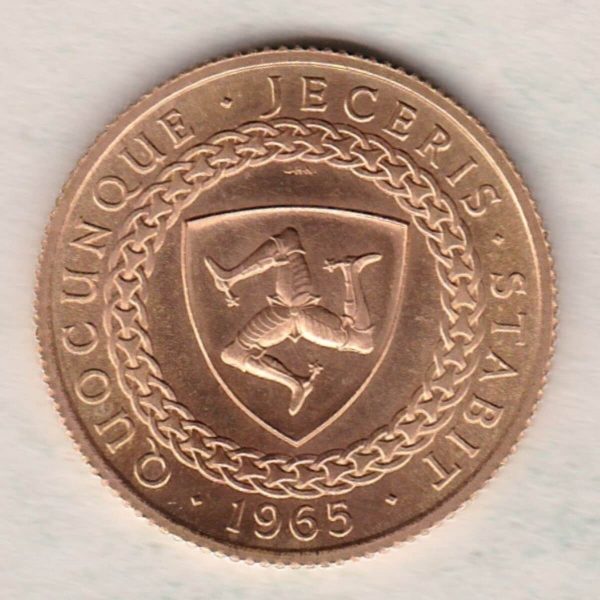 1965 Isle Of Man Gold Sovereign Coin. This full Sovereign coin was struck in 22 carat Gold and weighs approx. 7.98 grams.