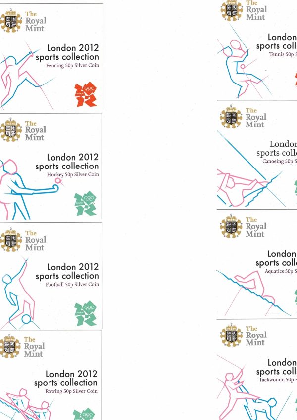 Full Set 2011 London 2012 Silver Fifty Pence Sports Collection - Image 6