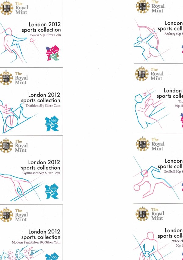Full Set 2011 London 2012 Silver Fifty Pence Sports Collection - Image 7