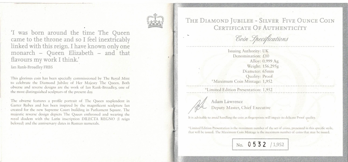 Boxed 2012 Silver Proof Five Ounce The Queen's Diamond Jubilee - Image 4