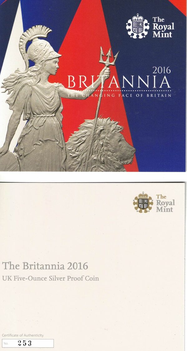 Boxed 2016 Silver Proof Five Ounce Britannia Coin - Image 4