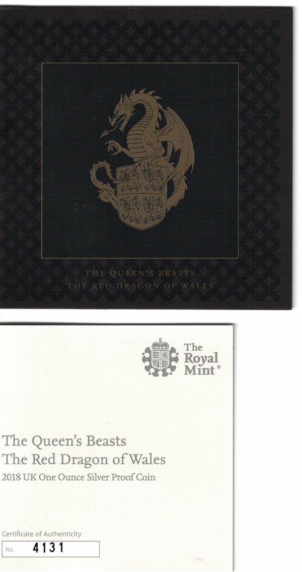 2018 Silver Proof One Ounce The Red Dragon of Wales - Image 3