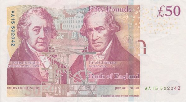 B410 Salmon Fifty Pounds Banknote - AA - Image 2