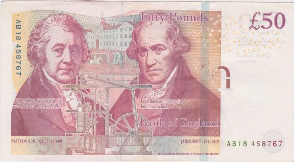 B410 Salmon Fifty Pounds Banknote - AB - Image 2