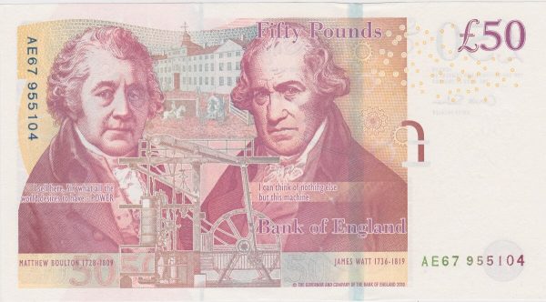 B410 Salmon Fifty Pounds Banknote - AE - Image 2