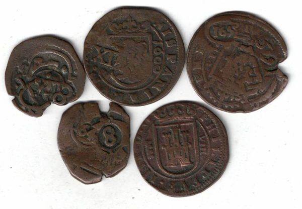 Five 1600 To 1676 Spain Copper Coins. You are buying the five Spanish coins in the pictures. All coins are in stock for dispatch.