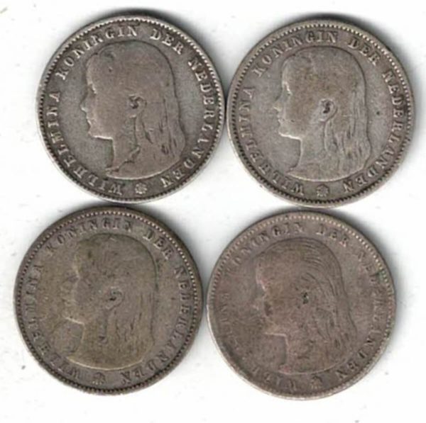 Four Netherlands Silver Twenty Five Cent Coins - Image 2