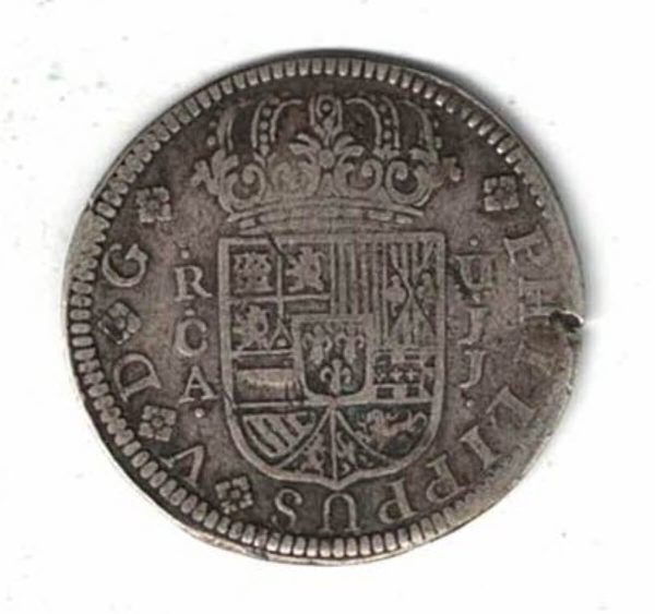 1721 JJ Spain Silver Two Reales Coin - Image 2