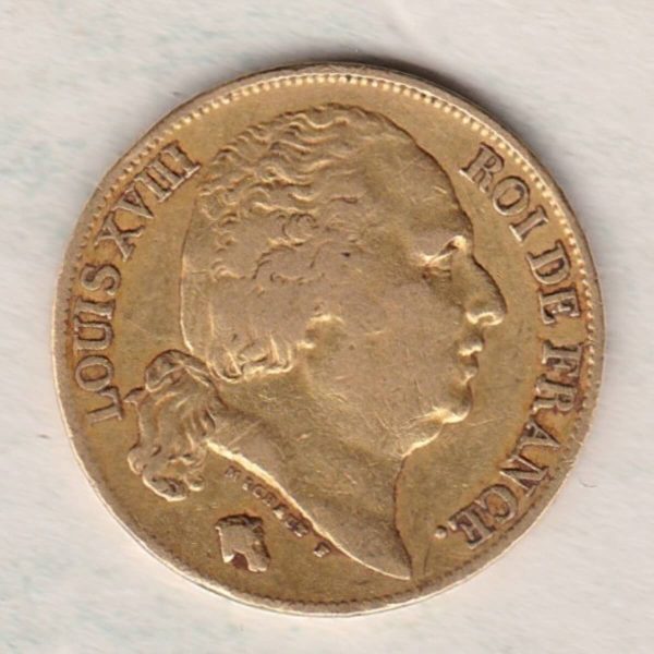 1818 W France Gold Twenty Francs - Image 2