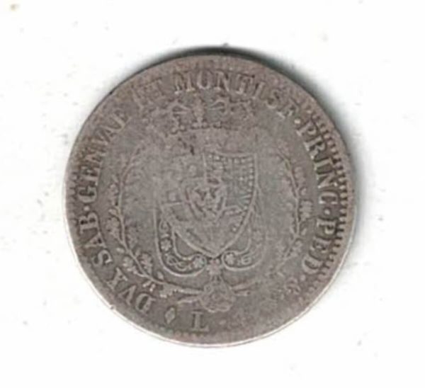 1827 Italy Sardinia Silver One Lira Coin - Image 2