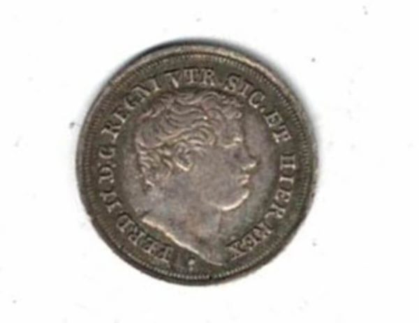 1838 Naples Italy Silver Five Grana Coin - Image 2