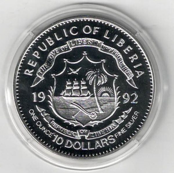 1992 Liberia Silver One Ounce Alain Prost - Image 2