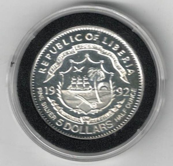 1992 Silver Liberia Half Ounce Nigel Mansell - Image 2