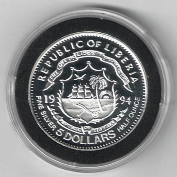 1994 Silver Liberia Half Ounce Damon Hill - Image 2