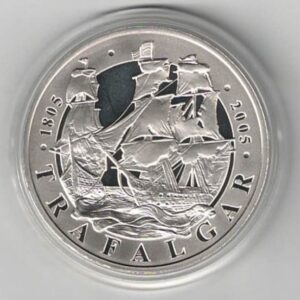 2005 Five Pound Silver Proof Battle of Trafalgar. Queen Elizabeth II on obverse. All coins are in stock for despatch. You are buying one coin.