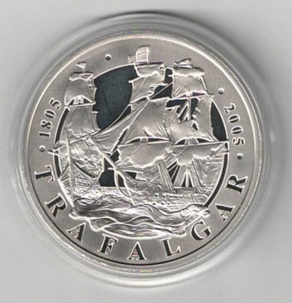 2005 Five Pound Silver Proof Battle of Trafalgar. Queen Elizabeth II on obverse. All coins are in stock for despatch. You are buying one coin.