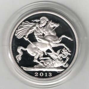 2013 Five Pounds Standard Silver Proof The royal Birth. This Standard proof coin comes boxed with certificate as issued by the royal mint.