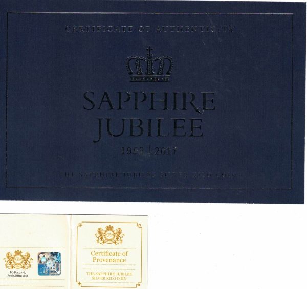 Boxed 2017 Jersey Silver Proof One Kilo Coin Sapphire Jubilee - Image 3