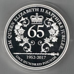 Boxed 2017 Jersey Silver Proof One Kilo Coin HM Queen Elizabeth II Sapphire Jubilee. struck in .999 silver. All coins are in stock.