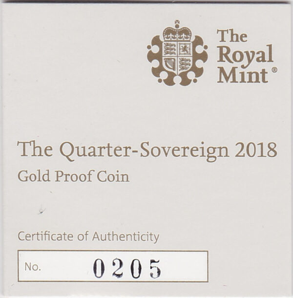 2018 Gold Proof Quarter Sovereign - Image 3