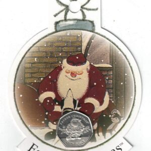 2019 Gibraltar Fifty Pence Father Christmas This fifty pence coin is issued in a Christmas Card. Queen Elizabeth II on Obverse