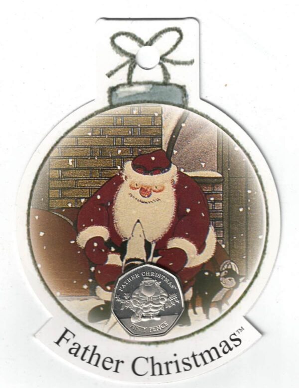 2019 Gibraltar Fifty Pence Father Christmas This fifty pence coin is issued in a Christmas Card. Queen Elizabeth II on Obverse