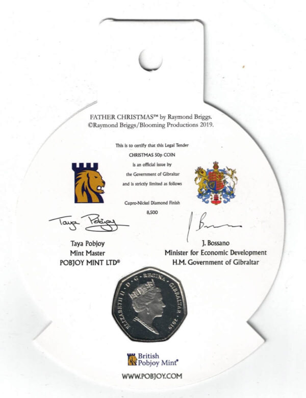 2019 Gibraltar Fifty Pence Father Christmas - Image 2
