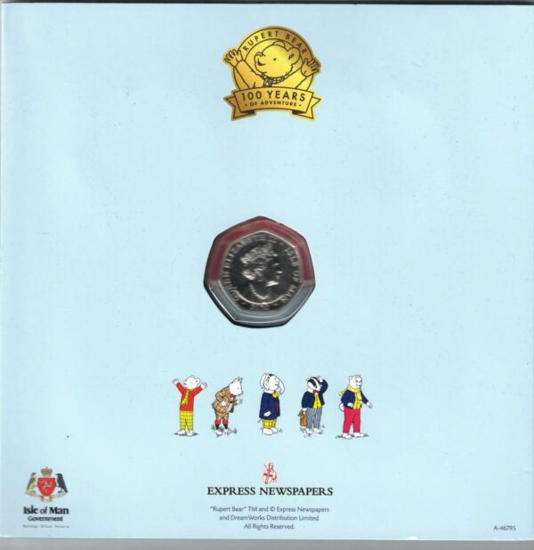 2020 Isle Of Man Rupert Bear Five Coin Fifty Pence Set - Image 3