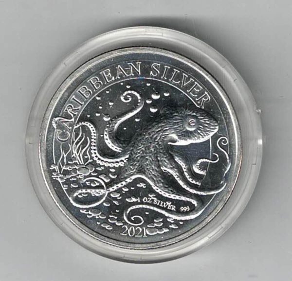2021 Barbados Silver One Ounce Octopus. The coin contains one ounce of 999 fine silver . All of our silver coins are in stock.