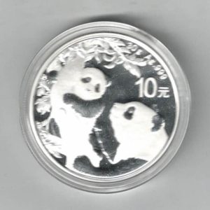 2021 China Silver Thirty Gram Panda Coin. The Obverse side features the temple of heaven. The coin contains thirty grams of 999 fine silver.