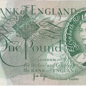 B321 Page One Pound Replacement Banknote R70M. This is the green 1970 Issue. The banknote has the Serial Number R70M 537171.