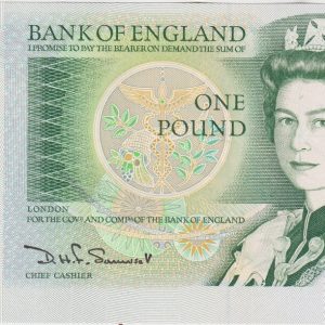 B341 Somerset One Pound First Run Banknote AN01. This is the green 1981 Issue. The banknote has the Serial Number AN01 059480.