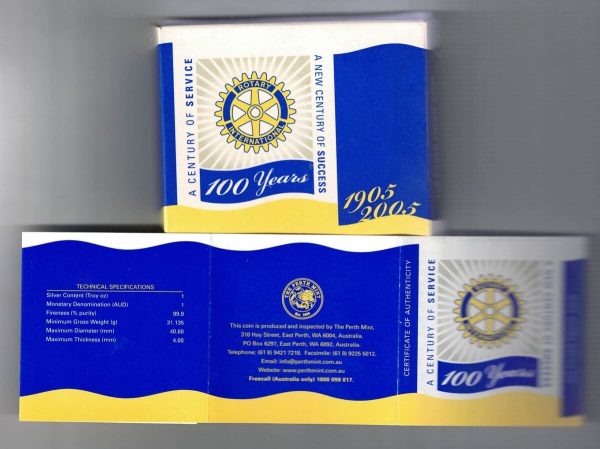 Boxed 2005 Australia Silver Proof One Ounce Rotary International - Image 3