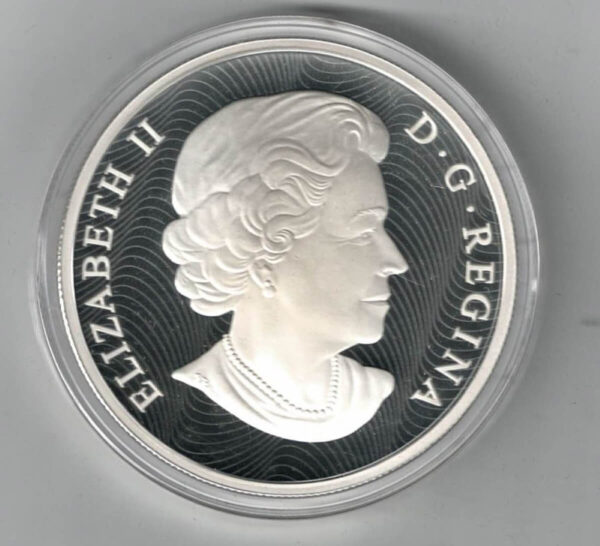 Boxed 2015 Canada Silver Proof Five Ounce Lustrous Maple Leaves Hologram Coin - Image 2