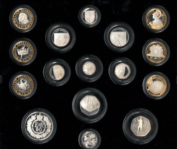 Boxed 2016 Royal Mint Sixteen Coin Silver Proof Set . This 2016 set comes with card box. All coins are in stock for despatch.