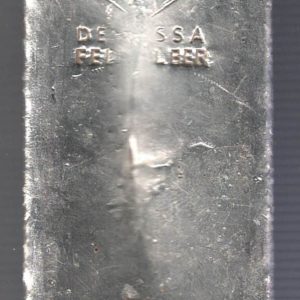 Degussa One Kilo Silver Bar . All of our silver bars have been pre-owned and in stock for dispatch for delivery. You are buying one bar.
