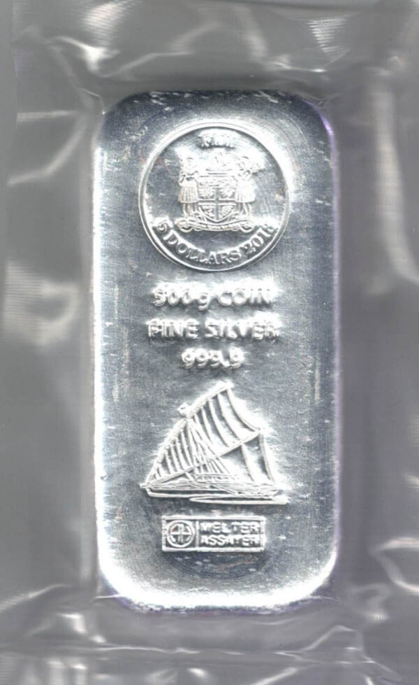 Sealed 2018 Fiji 500 Gram Silver Bar. This bar contains 500 grams of 999 fine Silver. All of our silver bars have been pre-owned and are in stock.