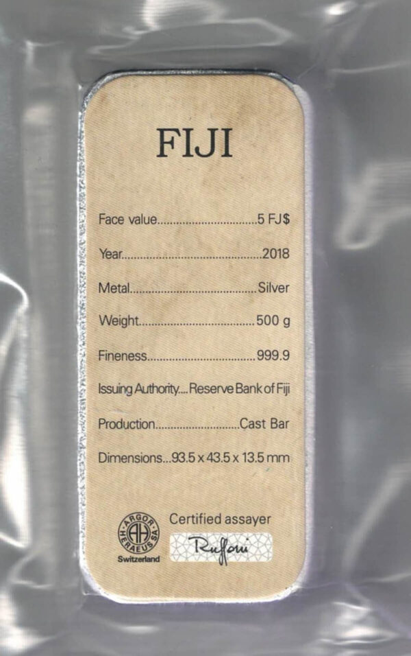 Sealed 2018 Fiji 500 Gram Silver Bar - Image 2