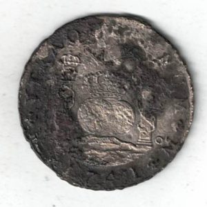 Shipwreck 1741 Mexico Silver Eight Reales Coin. The obverse features a crowned shield of arms flanked by initials and value. All coins are in stock.