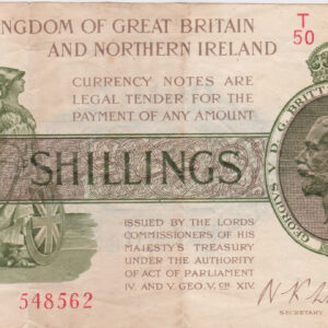 T33 Warren Fisher First Series Ten Shillings banknote. This is the last series 1927 Issue, with Serial Number T over 50 548562.