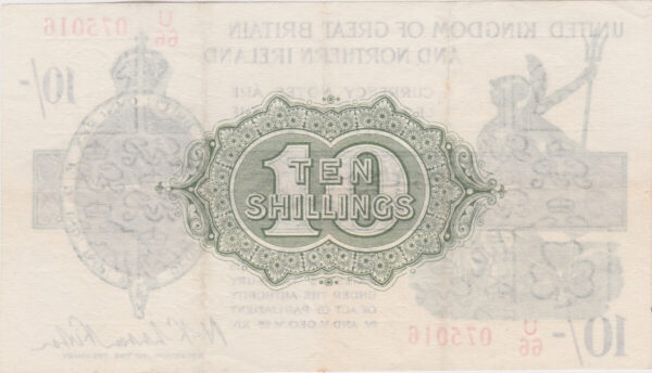 T33 Warren Fisher Ten Shillings Banknote - U over 66 - Image 2