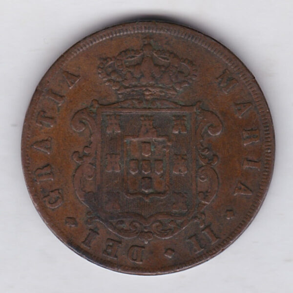 1848 Portugal Copper Twenty Reis Coin - Image 2