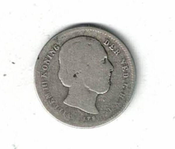 1849 Netherlands Willem III Silver Twenty Five Cent Coin - Image 2