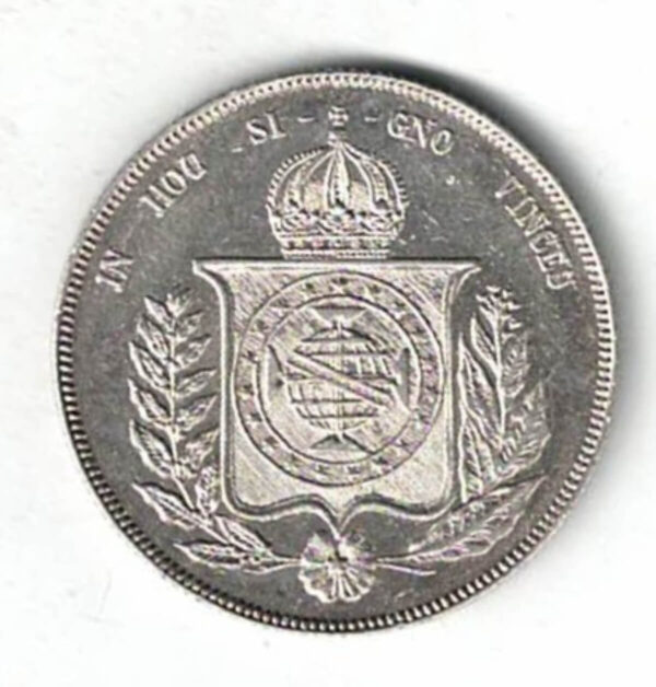 1859 Brazil Silver One Thousand Reis Coin - Image 2