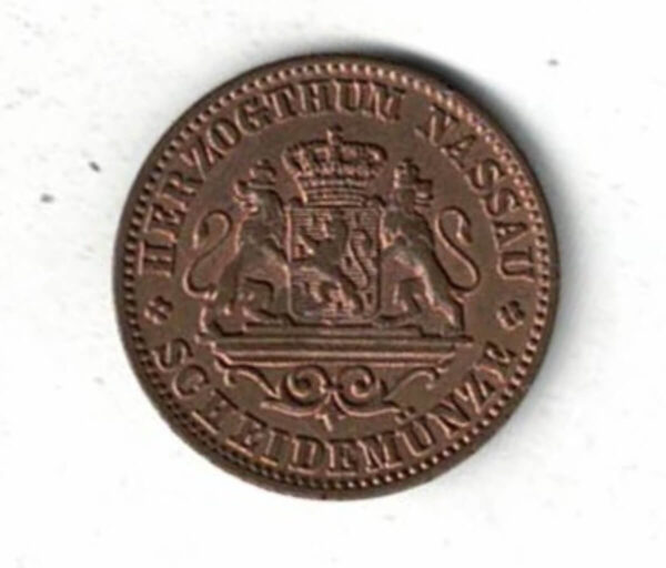 1862 Germany Nassau Copper One Kreuzer Coin - Image 2
