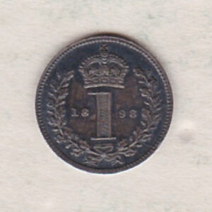 1898 Silver Maundy Penny coin featuring Queen Victoria on the obverse. A central crowned denomination above the date on the reverse.