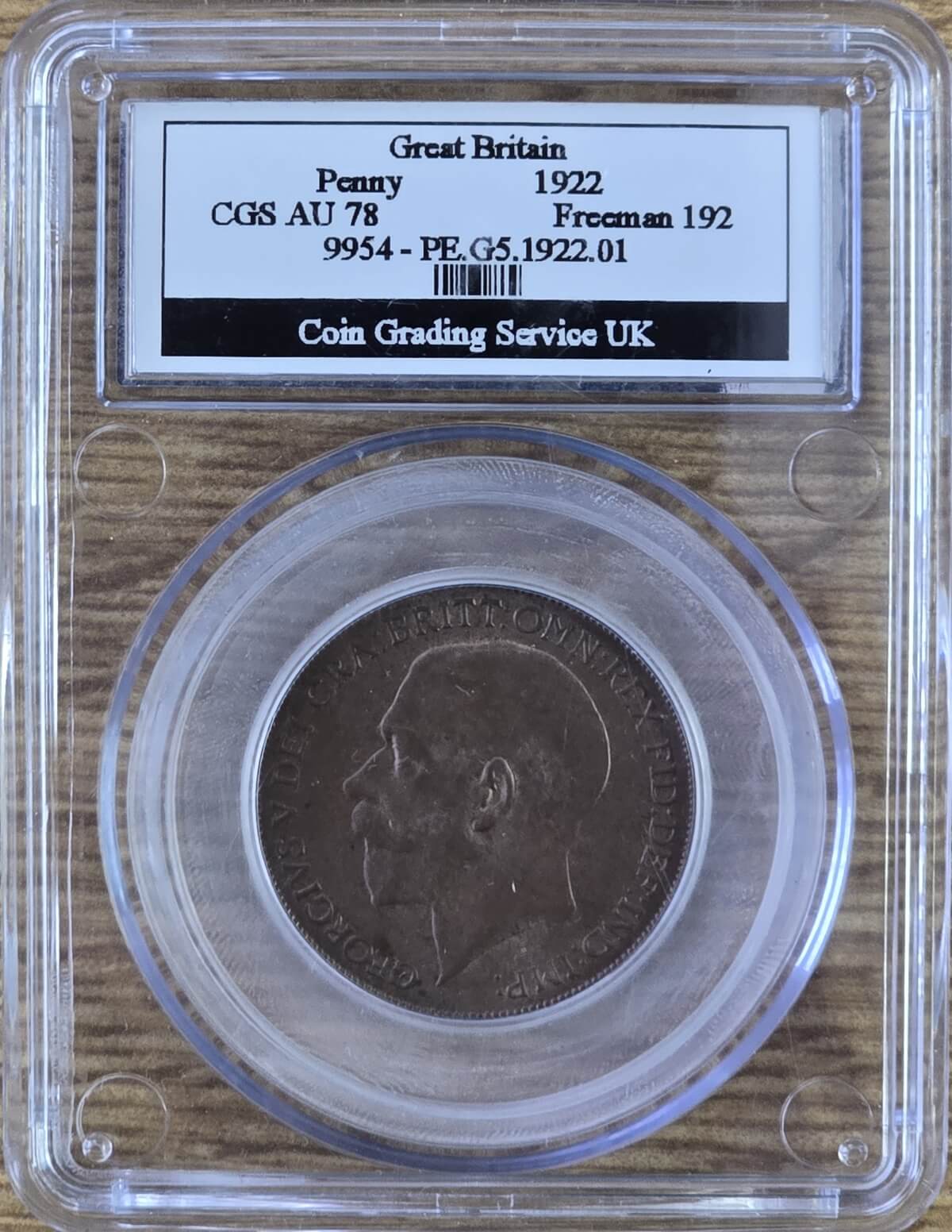 1922 Bronze Penny Coin CGS AU 78 - George V - Image 2