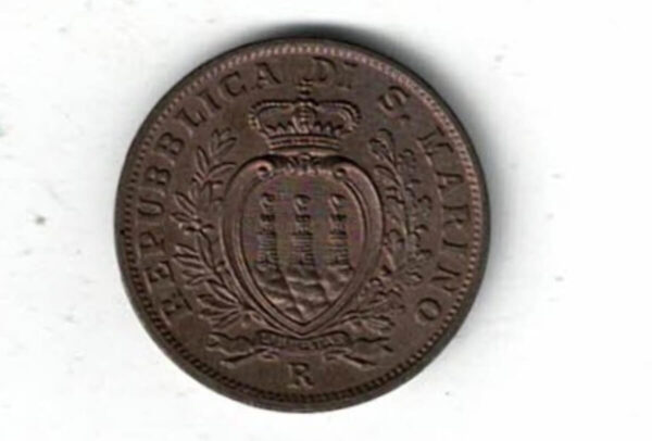 1935 R San Marino Bronze Ten Centesimi Coin - Image 2