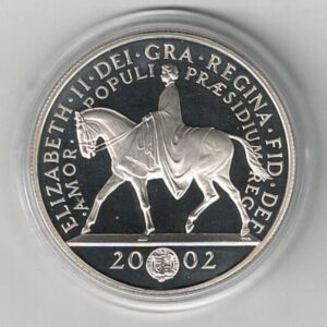 2002 Five Pounds Standard Silver Proof Golden Jubilee. This Standard proof coin comes boxed with certificate as issued by the royal mint.