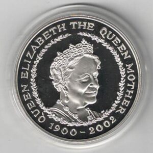 2002 Five Pounds Standard Silver Proof Queen Mother Memorial. This Standard proof coin comes boxed with certificate as issued by the royal mint.